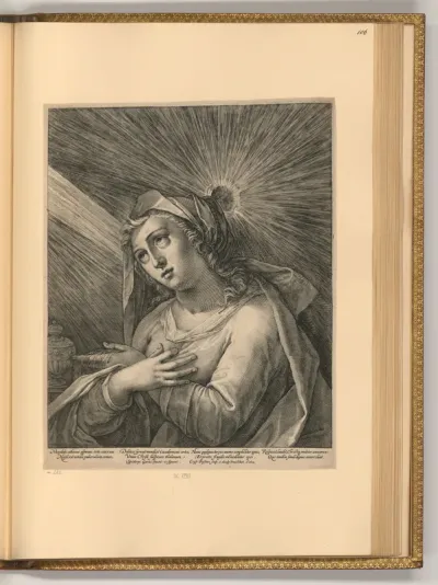 Maria Magdalena mit vor der Brust gekreuzten Händen
