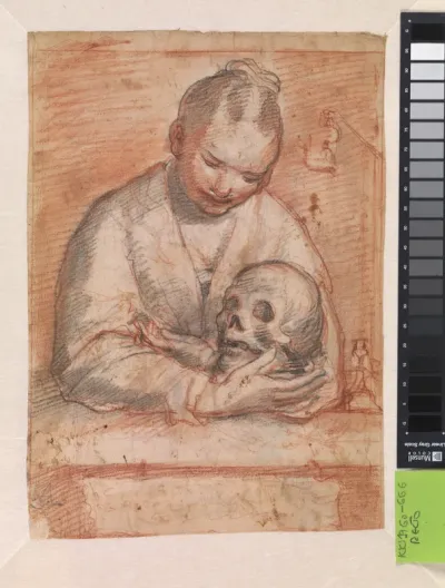 Maria Magdalene med et kranie i sin favn