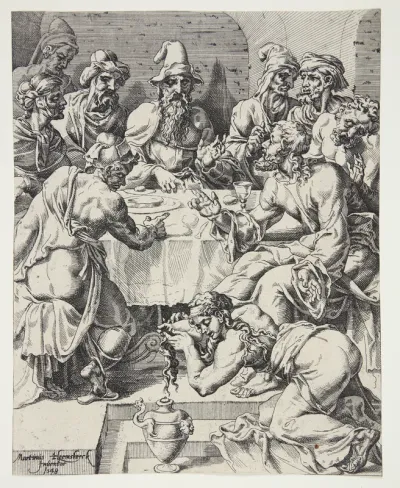 Maria Magdalene vasker Jesu fødder i Simon farisæers hus