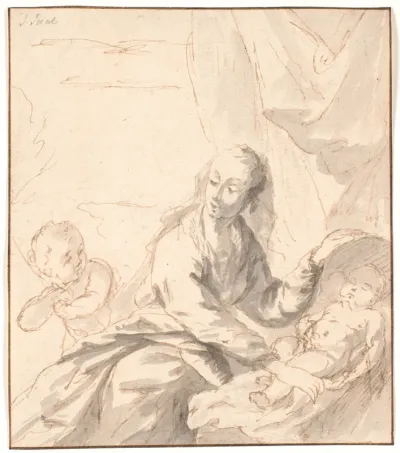 Maria med Jesusbarnet i vuggen og Johannes