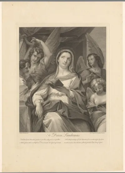 Maria met boek en vier engelen