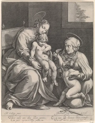 Maria met Christuskind en Elisabet met de kleine Johannes