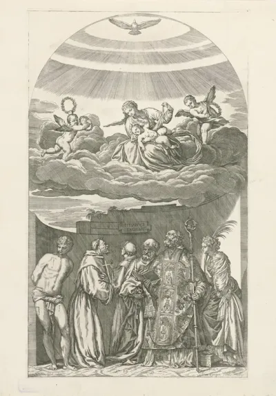 Maria met Christuskind en heiligen