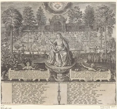 Maria met Christuskind in de gesloten tuin