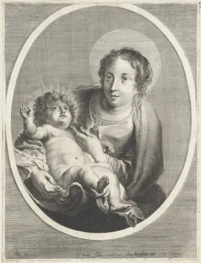 Maria met Christuskind, in ovaal