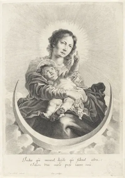 Maria met Christuskind, op maansikkel