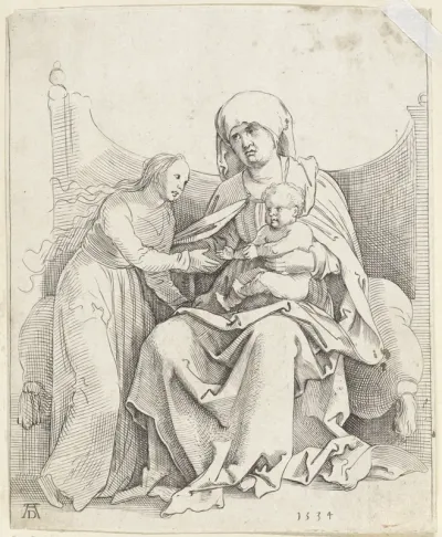 Maria met het Christuskind en een jonge vrouw