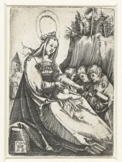 Maria met het Christuskind en twee jongetjes