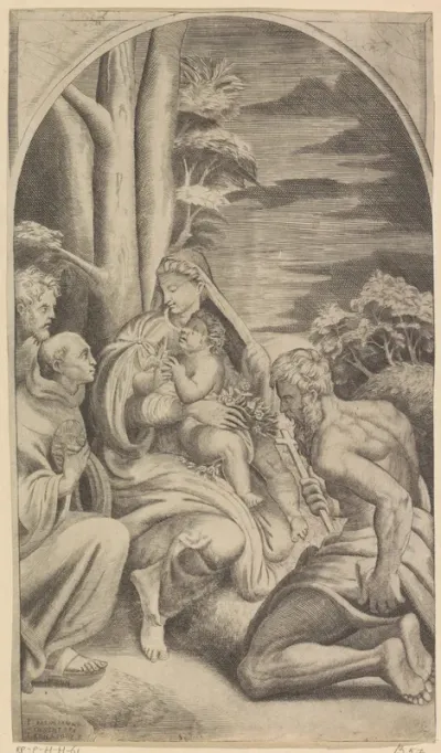 Maria met het Christuskind, H. Bernardinus van Siena en H. Hieronymus