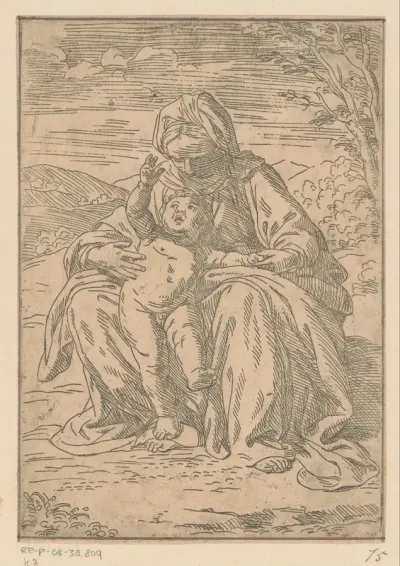 Maria met het Christuskind in een landschap