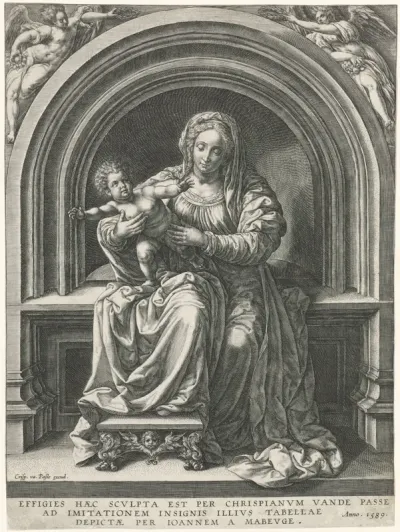 Maria met het Christuskind op troon