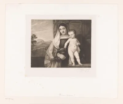 Maria met het Christuskind voor een muur