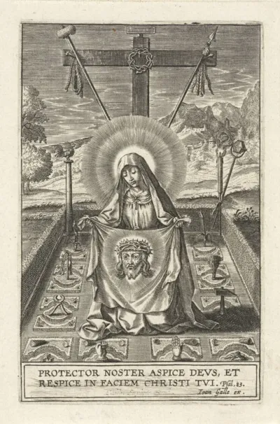 Maria met het sudarium, in een tuin