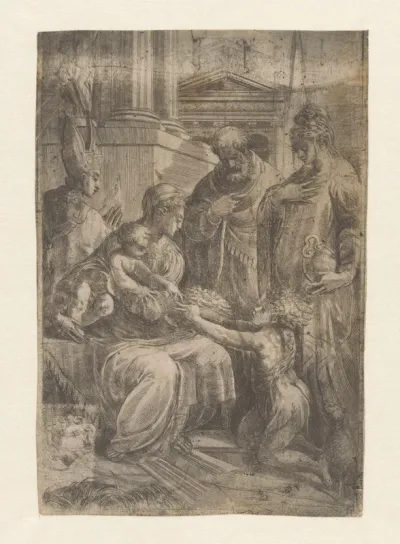 Maria met Kind, de jonge Johannes de Doper en heiligen