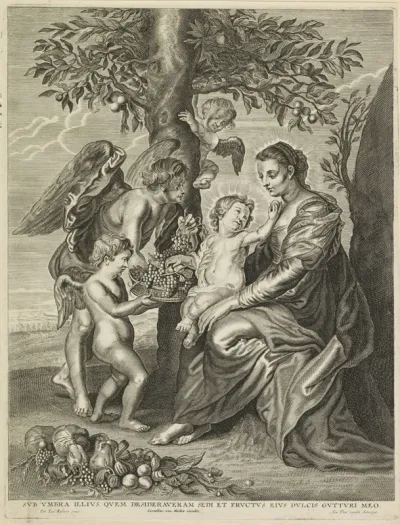 Maria met Kind en drie engelen