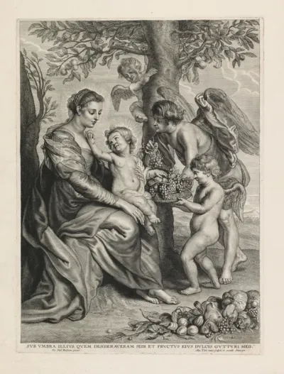 Maria met Kind en drie engelen