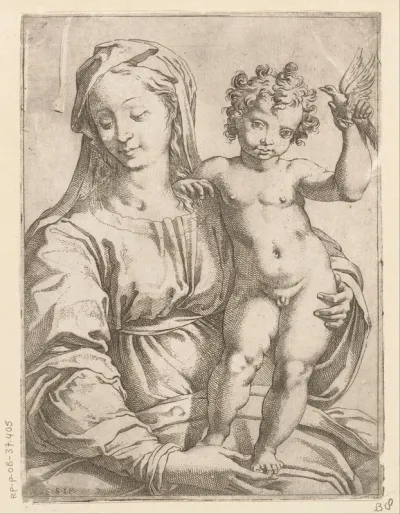 Maria met Kind en een vogel