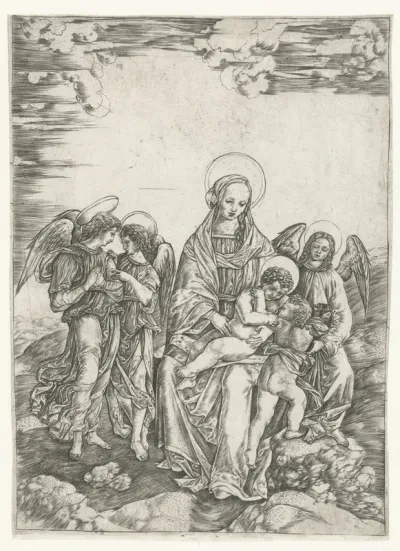 Maria met kind en Johannes de Doper en drie engelen