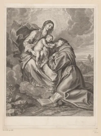 Maria met kind en knielende Antonius van Padua
