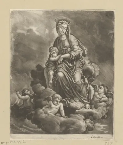 Maria met kind en putti op een wolk