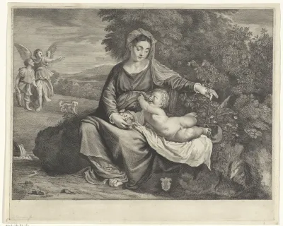 Maria met kind en Tobias en de engel