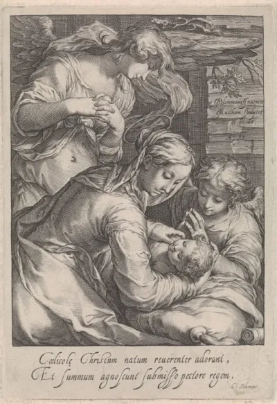 Maria met kind en twee engelen