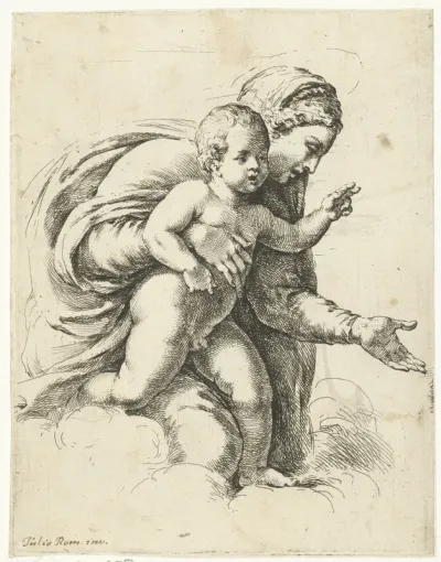 Maria met kind in de wolken