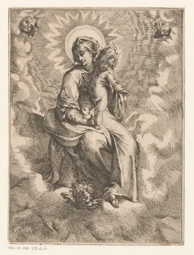 Maria met Kind in de wolken