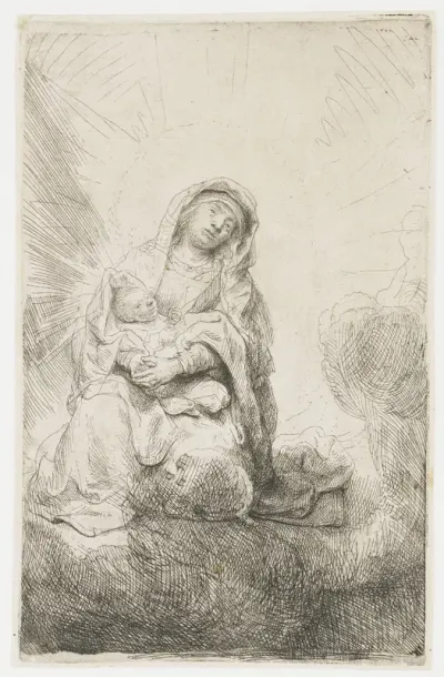 Maria met kind in de wolken