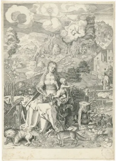 Maria met kind in een landschap