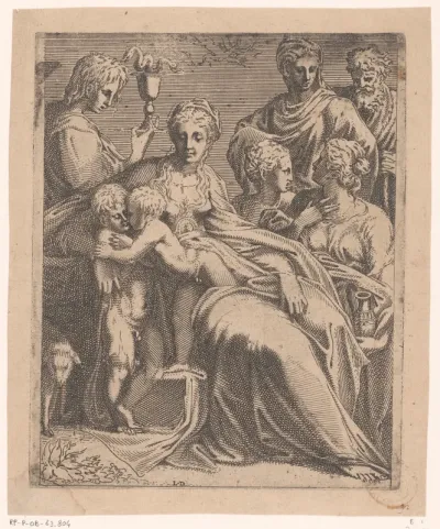 Maria met Kind, Johannes de Doper en andere heiligen