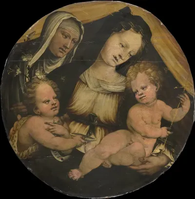 Maria met kind, Johannes de Doper en de heilige Clara