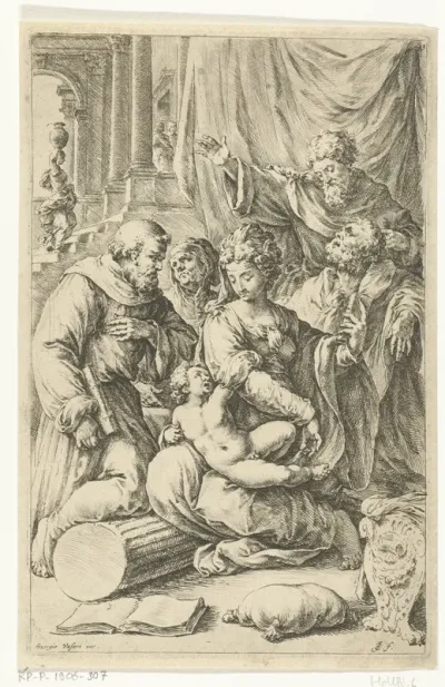 Maria met kind, Jozef, de heilige Anna en twee mannelijke heiligen