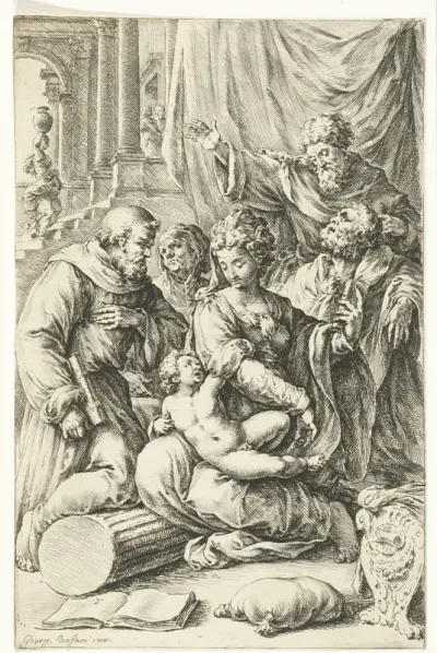 Maria met kind, Jozef, de heilige Anna en twee mannelijke heiligen