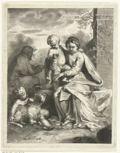 Maria met kind, Jozef en Johannes met lam