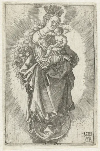 Maria met kind op een maansikkel