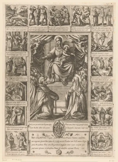 Maria met Kind op troon met de heilige Dominicus en de heilige Catharina van Siena