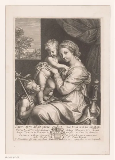 Maria met kind staand op haar schoot en Johannes de Doper