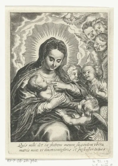Maria met kind tussen engelen