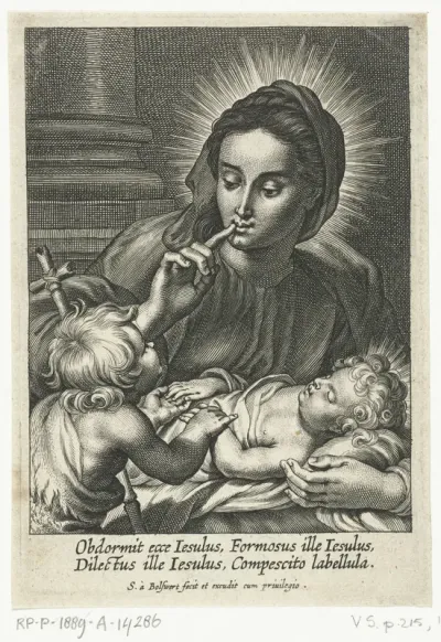 Maria met slapend Christuskind en Johannes de Doper