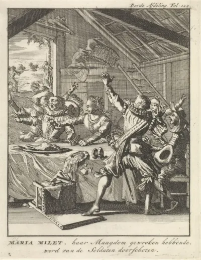 Maria Milet neemt wraak op de soldaten, 1579