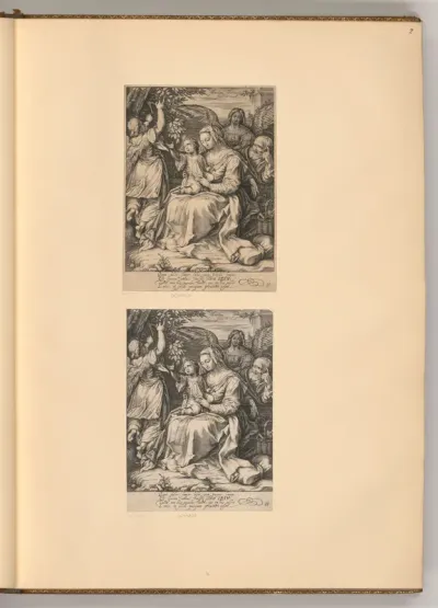 Maria mit dem Kind, hl. Joseph, zwei Engel mit Kirschen