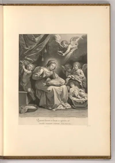 Maria mit dem schlafenden Christuskind umgeben von Engeln