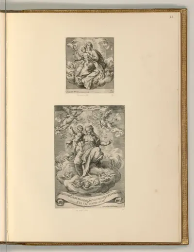 Maria mit Kind im Wolkenhimmel, umgeben von Cherubim