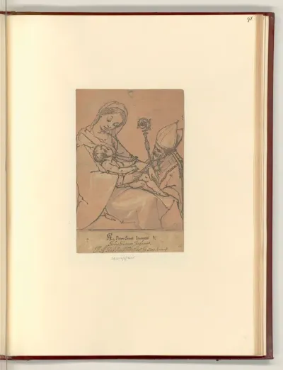 Maria mit Kind und einem anbetenden Bischof