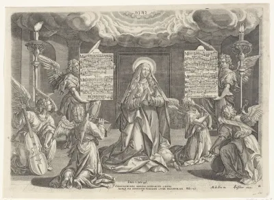 Maria omringd door musicerende engelen