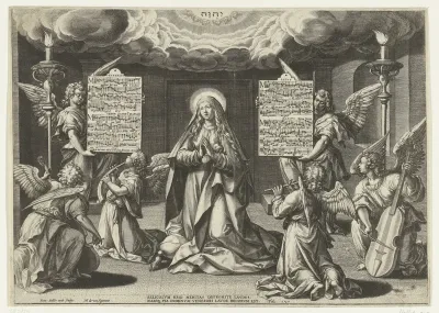 Maria omringd door musicerende engelen