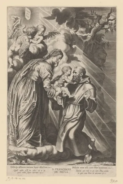 Maria overhandigt het Christuskind aan H. Franciscus van Paola