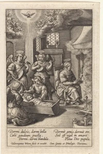 Maria slaapt in haar wieg