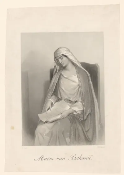 Maria van Bethanië op een stoel, lezend